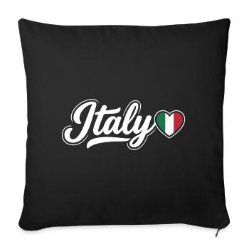 Italy Script with Flag Heart Fan Patriotic - Sofa pillowcase 17,3'' x 17,3'' (45 x 45 cm) - black - Front