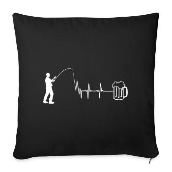 Pêche, battement de cœur et bière - Housse de coussin décorative 45 x 45 cm - noir - Devant