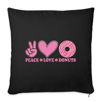 Peace Love Donuts - Sofa pillowcase 17,3'' x 17,3'' (45 x 45 cm) - black - Front