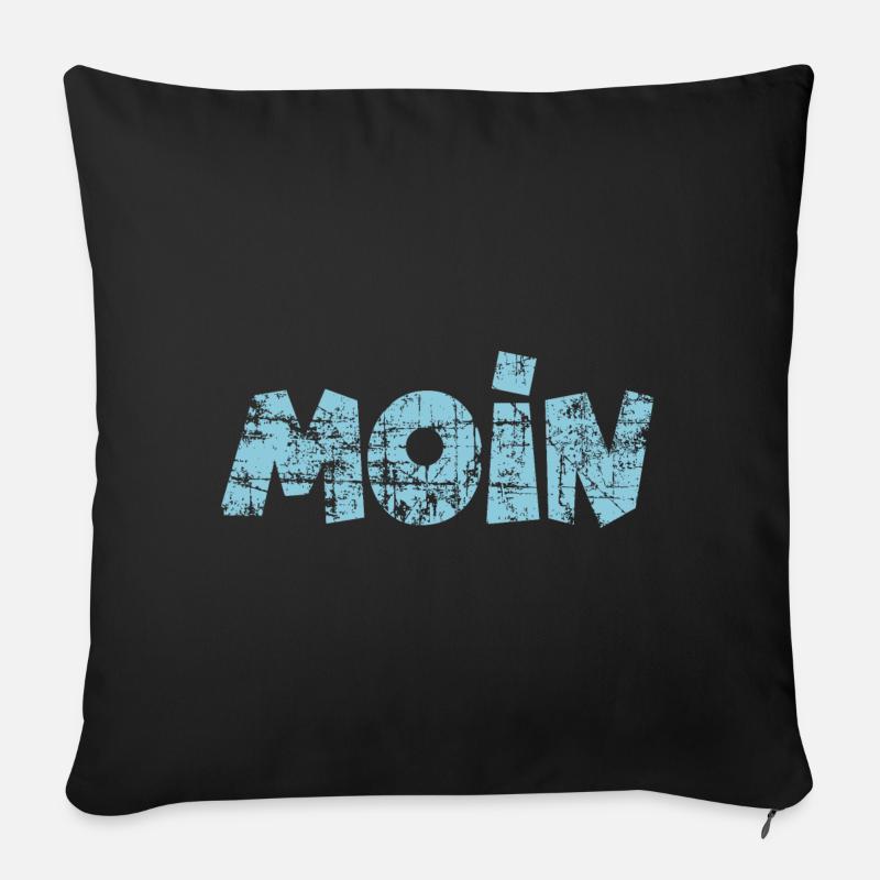 Moin (Vintage Hellblau) Norddeutscher Gruß - Sofakissenbezug 45 x 45 cm - Schwarz
