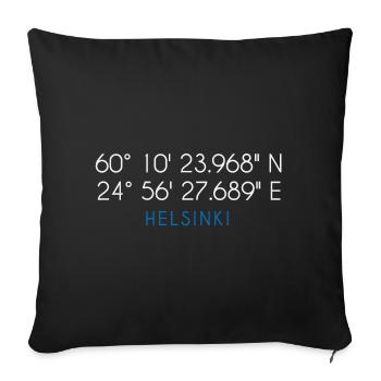 Helsinki Finland coordinates - Sofa pillowcase 17,3'' x 17,3'' (45 x 45 cm) - black - Front