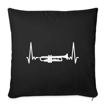 Trompette Battement du cœur ECG Trompette instrument à vent - Housse de coussin décorative 45 x 45 cm - noir - Devant