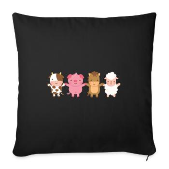 Cute Barn Animals Holding Hands - Sofa pillowcase 17,3'' x 17,3'' (45 x 45 cm) - black - Front