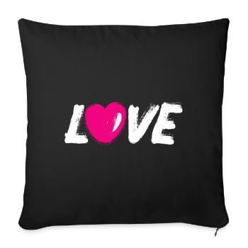 Love Love Heart Heart Handwriting White Brush - Sofa pillowcase 17,3'' x 17,3'' (45 x 45 cm) - black - Front