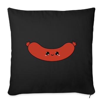 cute smiling sausage, süße lächelnde wurst - Sofakissenbezug 45 x 45 cm - Schwarz - Vorne
