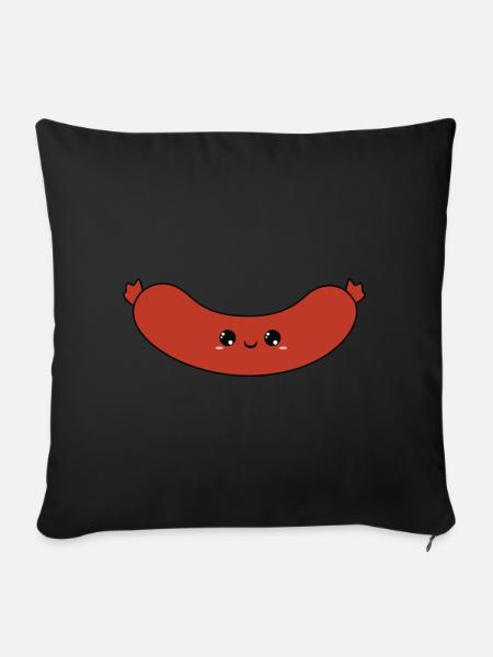 cute smiling sausage, sweet smiling sausage - Sofa pillowcase 17,3'' x 17,3'' (45 x 45 cm) - black