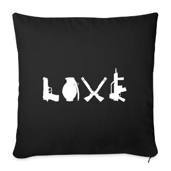 LOVE Banksy Weapons Typography Street Art - Sofa pillowcase 17,3'' x 17,3'' (45 x 45 cm) - black - Front