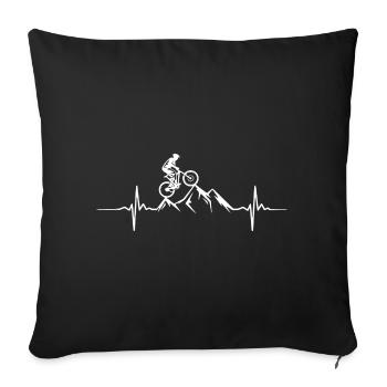 MTB Heartbeat - Mountainbiker - Sofakissenbezug 45 x 45 cm - Schwarz - Vorne