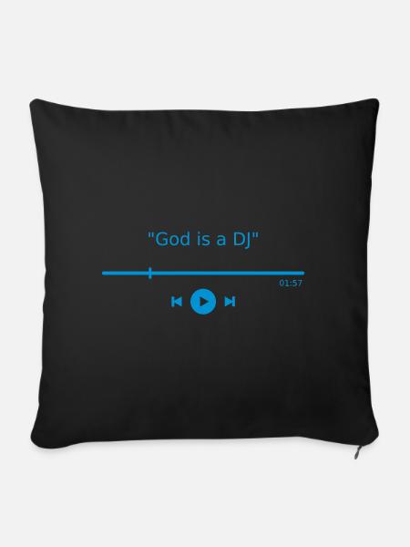 Musik Player "God is a DJ" mp3 Play Button Spruch - Sofakissenbezug 45 x 45 cm - Schwarz
