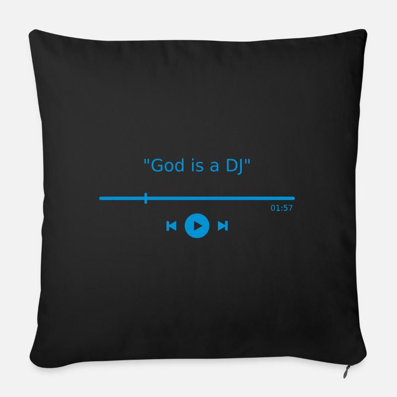 Musik Player "God is a DJ" mp3 Play Button Spruch - Sofakissenbezug 45 x 45 cm - Schwarz
