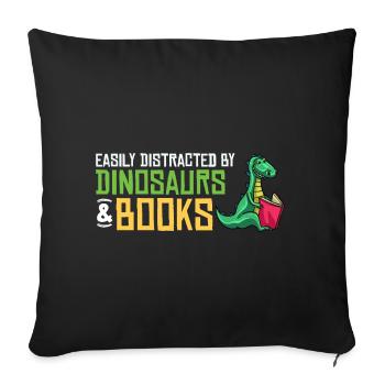 Dinosaur Book Read Dino Read Funny Readers - Sofa pillowcase 17,3'' x 17,3'' (45 x 45 cm) - black - Front