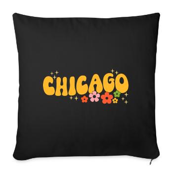 Chicago 70er Jahre Hippie - Sofakissenbezug 45 x 45 cm - Schwarz - Vorne
