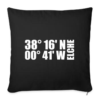 Elche coordinates - Sofa pillowcase 17,3'' x 17,3'' (45 x 45 cm) - black - Front