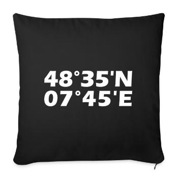 Strasbourg coordinates - Sofa pillowcase 17,3'' x 17,3'' (45 x 45 cm) - black - Front