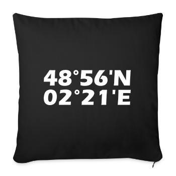 Saint-Denis coordinates - Sofa pillowcase 17,3'' x 17,3'' (45 x 45 cm) - black - Front