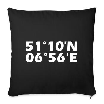 Hilden Koordinaten - Sofakissenbezug 45 x 45 cm - Schwarz - Vorne