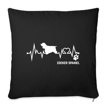 Cocker Spaniel Heartbeat Pulse ECG Cadeau pour chien - Housse de coussin décorative 45 x 45 cm - noir - Devant
