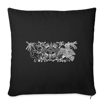Old Mexican Cultures_Jaguar and Eagle_Sunsymbol - Sofa pillowcase 17,3'' x 17,3'' (45 x 45 cm) - black - Front