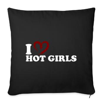 Moi ♥ les filles sexy - Housse de coussin décorative 45 x 45 cm - noir - Devant