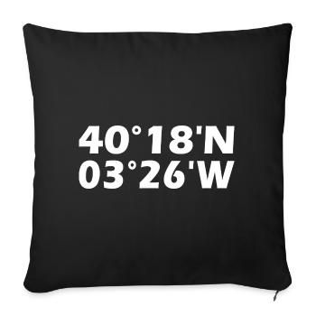 Arganda del Rey coordinates - Sofa pillowcase 17,3'' x 17,3'' (45 x 45 cm) - black - Front