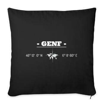 Koordinaten Genf - Sofakissenbezug 45 x 45 cm - Schwarz - Vorne