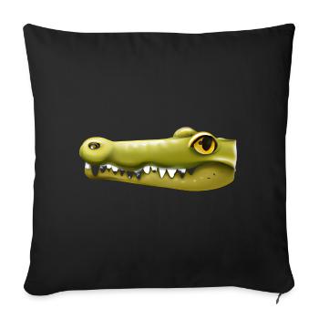 Tête de crocodile magnifiquement dessinée - Housse de coussin décorative 45 x 45 cm - noir - Devant