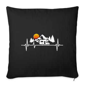 Camping Heartbeat RV Caravan Motorhome Camper - Sofa pillowcase 17,3'' x 17,3'' (45 x 45 cm) - black - Front