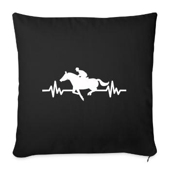 Herzschlag Pferd - Hengst Stute Ross Reitsport - Sofakissenbezug 45 x 45 cm - Schwarz - Vorne