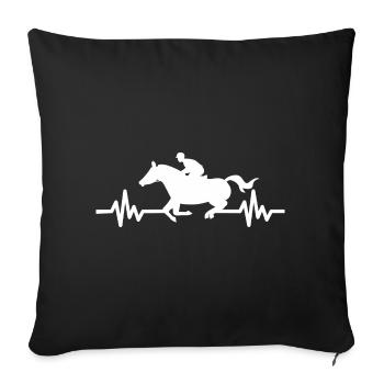 Herzschlag Pferd Hengst Stute Ross Polo - Sofakissenbezug 45 x 45 cm - Schwarz - Vorne