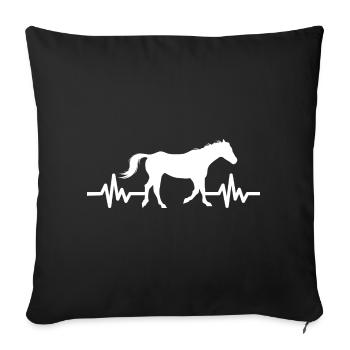 Herzschlag - Pferd Hengst Stute Ross Reitsport - Sofakissenbezug 45 x 45 cm - Schwarz - Vorne