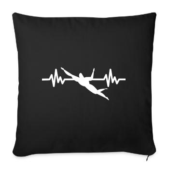 Heartbeat Swimmer - Diver Water Sports Athlete - Sofa pillowcase 17,3'' x 17,3'' (45 x 45 cm) - black - Front