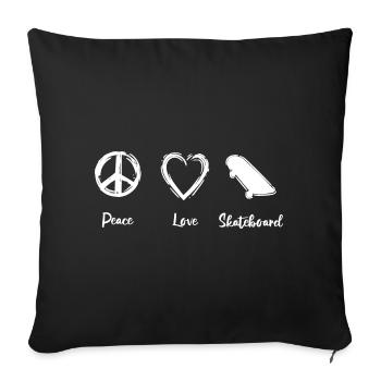Peace Love Skateboard - Sofakissenbezug 45 x 45 cm - Schwarz - Vorne