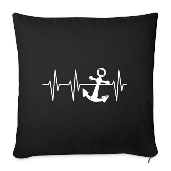 anchor pulse symbol sea ships captains - Sofa pillowcase 17,3'' x 17,3'' (45 x 45 cm) - black - Front