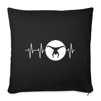 battement de cœur équilibre sur les mains gymnastique gymnastique icône pouls - Housse de coussin décorative 45 x 45 cm - noir - Devant