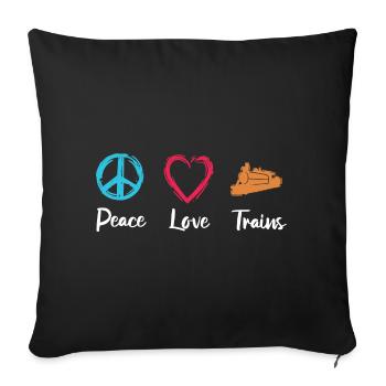 Peace Love Trains - Sofa pillowcase 17,3'' x 17,3'' (45 x 45 cm) - black - Front