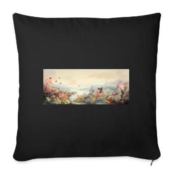 Paysage avec papillon - Housse de coussin décorative 45 x 45 cm - noir - Devant