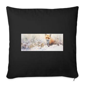 Renard paysage neige - Housse de coussin décorative 45 x 45 cm - noir - Devant