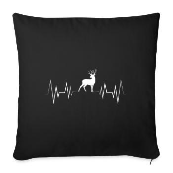 Herzschlag Hirsch Silhouette - Sofakissenbezug 45 x 45 cm - Schwarz - Vorne