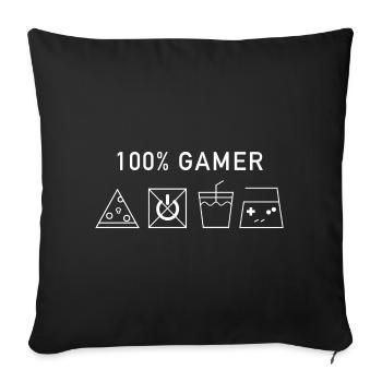 100% Gamer (Version Blanche) - Housse de coussin décorative 45 x 45 cm - noir - Devant
