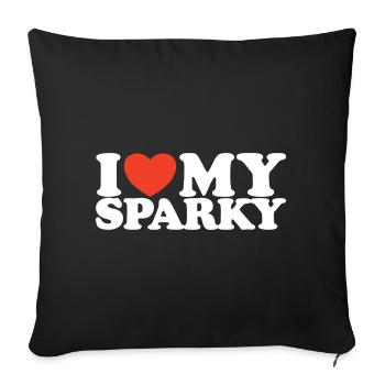 J’adore mon étincelant T-shirt en forme de cœur d’électricien - Housse de coussin décorative 45 x 45 cm - noir - Devant