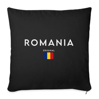 Romanian flag, Romanian pride - Sofa pillowcase 17,3'' x 17,3'' (45 x 45 cm) - black - Front