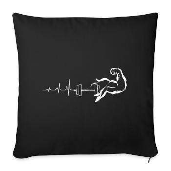 Flex Heartbeat Barbell - Sofa pillowcase 17,3'' x 17,3'' (45 x 45 cm) - black - Front