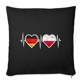 Allemagne Pologne Battement de cœur - Housse de coussin décorative 45 x 45 cm - noir - Devant