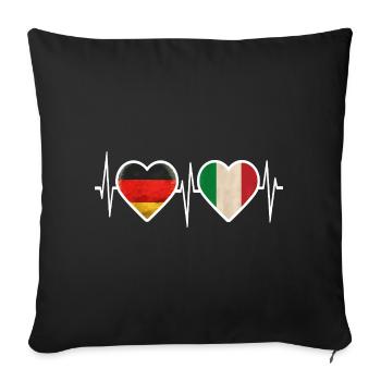 Germany Italy Heartbeat - Sofa pillowcase 17,3'' x 17,3'' (45 x 45 cm) - black - Front