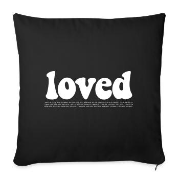 Loved - Geliebt -Bibelstellen, groovy font - Sofakissenbezug 45 x 45 cm - Schwarz - Vorne