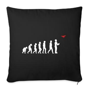 Evolution de l’homme pilote de drone - Housse de coussin décorative 45 x 45 cm - noir - Devant
