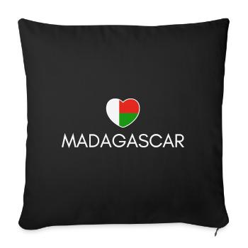 J’aime Madagascar, cœur Madagascar - Housse de coussin décorative 45 x 45 cm - noir - Devant