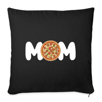 Maman Pizza Lover, cadeau de nourriture drôle pour elle - Housse de coussin décorative 45 x 45 cm - noir - Devant