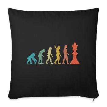 Évolution de l’Homme vers le Roi Échecs Humour - Housse de coussin décorative 45 x 45 cm - noir - Devant