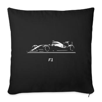 Silhouette de voiture de course F1 sur fond noir - Housse de coussin décorative 45 x 45 cm - noir - Devant